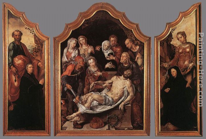 Triptych of the Entombment painting - Maerten van Heemskerck Triptych of the Entombment art painting
